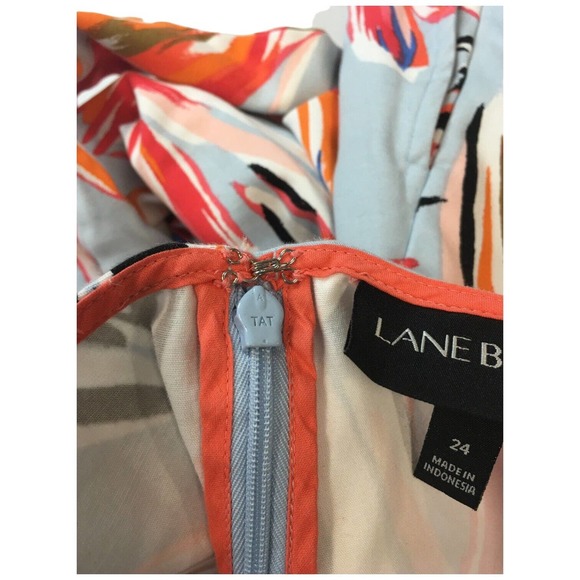 Lane Bryant Tropical V Neck Brush Stroke Sleeveless Belted Dress Light Blue 24 - Picture 9 of 13